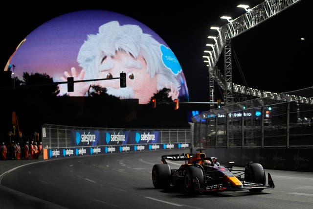 Max Verstappen in action at the Las Vegas Grand Prix (John Locher/AP)