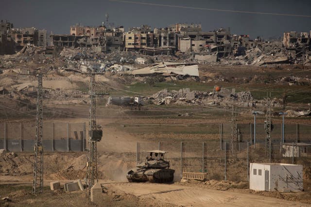 <p>An Israeli tank moves along Israel’s border with Gaza on 29 December </p>