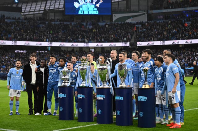 <p>Manchester City won five trophies in 2023</p>