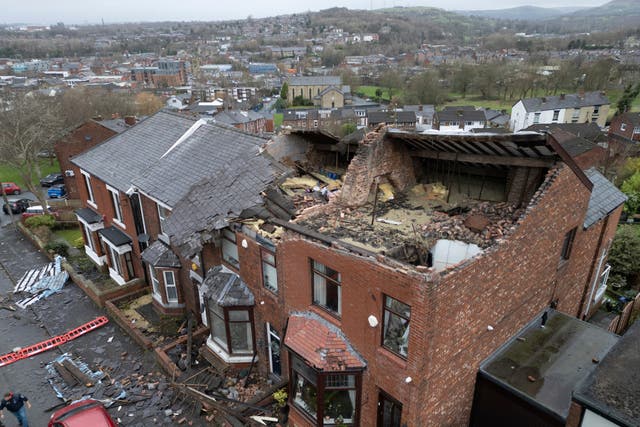 <p>The ‘localised tornado’ ripped off roofs and brought down walls</p>