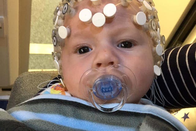 Infant electrical brain responses were recorded using a special headcap (Centre for Neuroscience in Education, University of Cambridge/PA)