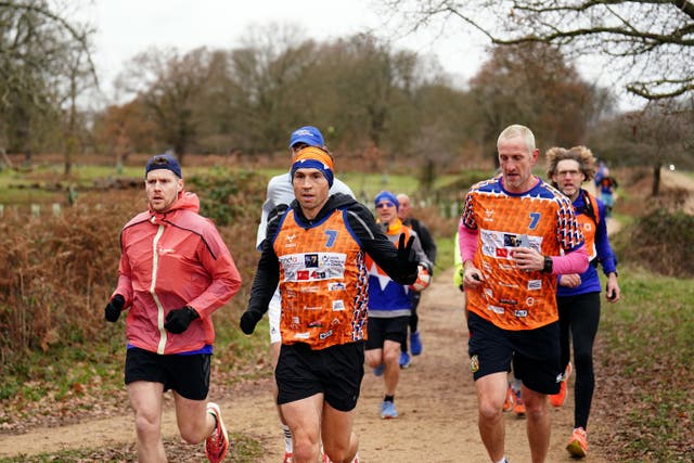 Kevin Sinfield in Richmond Park on day seven of the 7 in 7 in 7 Challenge (Zac Goodwin/PA)