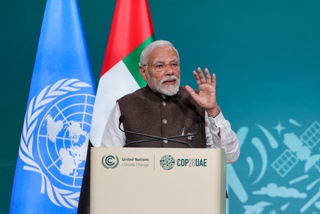 <p>India prime minister Narendra Modi speaks at the High-Level Segment for Heads of State and Government session during the United Nations climate summit in Dubai on 1 December 2023</p>