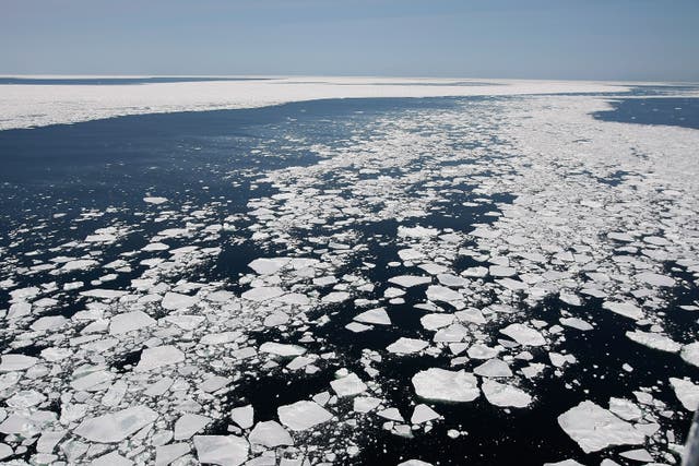 <p>More than 100 fishermen were trapped on a large ice floe — much like those pictured above — that drifted more than 30 feet from shore</p>