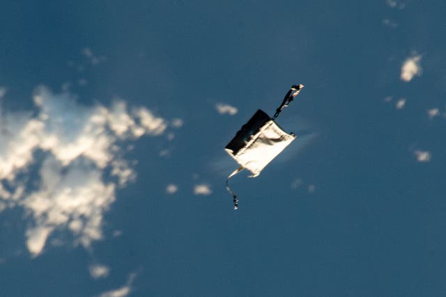 <p>A lost tool bag drifts through space after wandering off during a spacewalk on 1 November, 2023</p>