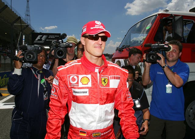 <p>The German driver is the centre of attention at Interlagos during the 2006 Brazilian Grand Prix</p>