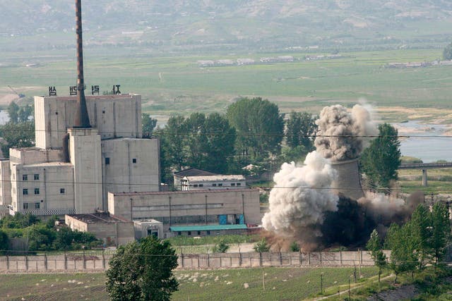 <p>A 2008 image show the cooling tower of the Yongbyon nuclear complex in Yongbyon, North Kore </p>