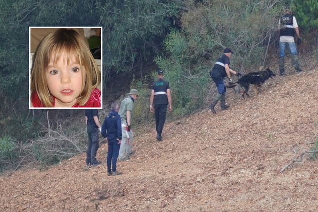 <p>Police search Barragem do Arade reservoir, in the Algave, Portugal for Madeleine McCann in May </p>